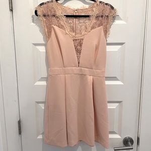 BCBG maxazaria pink dress with lace inlet size 6